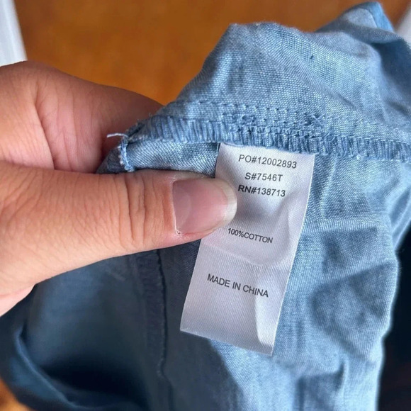 Doe & Rae Blue Denim-Look Ruffle Hem Tank - Picture 5 of 5